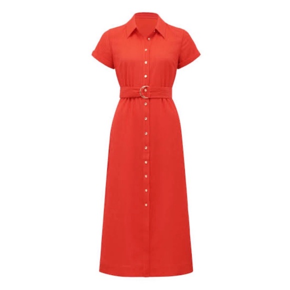 Briley Textured Shirt Dress - Cherry Tomato Color - Like new - Picture 13 of 13